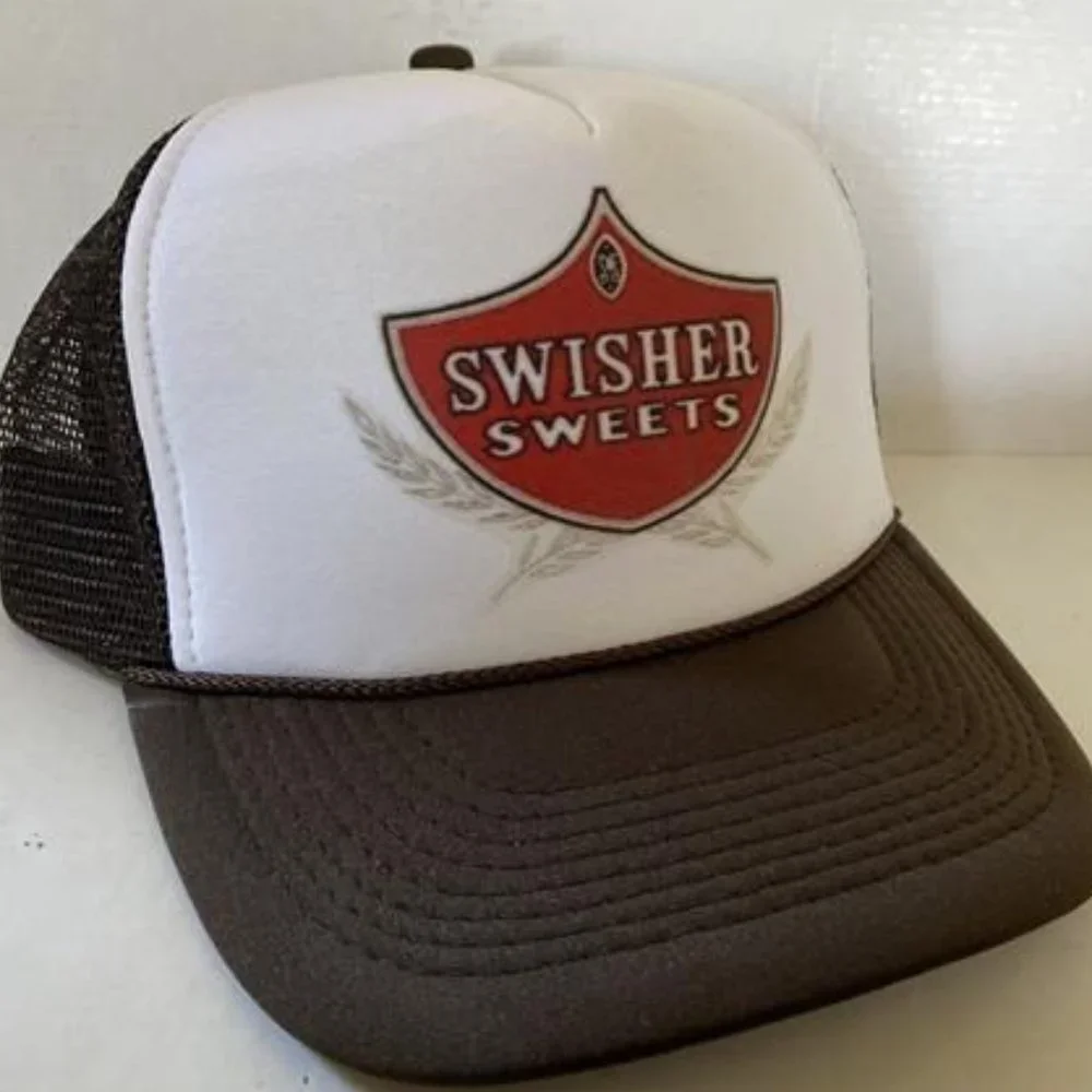 Retro 80s Style Vintage Swisher Sweets Hat Smokers Trucker Hat snapback Brown Su